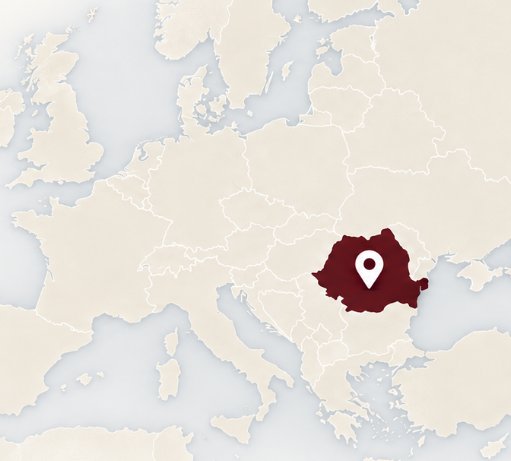 Romania on the map of Europe